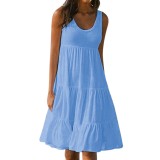 Womens Solid Color Beach Dress