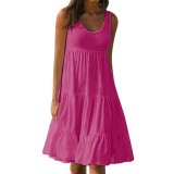 Womens Solid Color Beach Dress