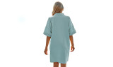 Women V-Neck Solid Loose Dress with Two Pockets