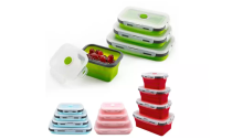 4 Pcs Set Of Reusable Silicone Collapsible Food Storage Boxes 