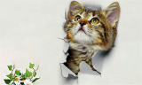 3 PCs Set Of 3D Cute Cat Wall Stickers
