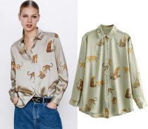  Women‘s Leopard Print  Long Sleeve Shirt