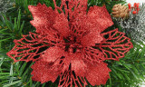 Glitter Artifical Christmas Flowers Christmas Tree Decorations