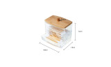 Acrylic Q-tip Cotton Wool Pads Holder with Bamboo Lid
