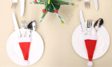 10 or 20pcs Christmas Santa Hat Tableware Holder Bag
