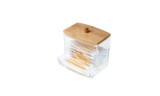 Copy Acrylic Q-tip Cotton Wool Pads Holder with Bamboo Lid
