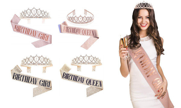 Birthday Crown Tiara and Sash Kit