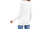 Women's Irregular Hem Button Long Sleeve Round Neck T-shirt