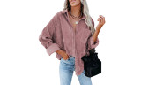 Womens Casual Corduroy Shirts with Pockets