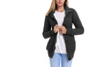 Womens Hooded Button Down Cardigan Coat with Pockets