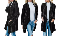 Women's Velvet Mid-length Trench Coat 
