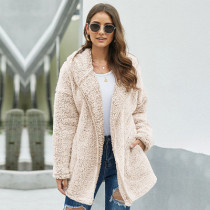 Womens Fuzzy Fleece Hooded Coat