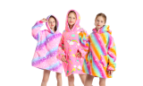 Winter Flannel Polar Fleece Blanket Hoodie For Kids