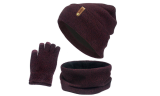 3 PCS Winter Scarf Touchscreen Gloves Beanie Hat
