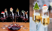 10pcs or 20pcs Christmas Wine Glass Decorations Cup Cards