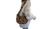 Women Fluffy Plush Leopard  Shoulder Bag