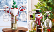 Christmas Wine Bottle Glass Holders