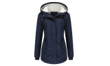 Women's Waterproof Fuzzy Hooded Jacket Warm Coat