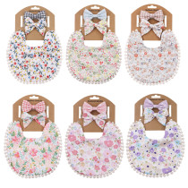 INS 3pcs/Set Tassel Baby Floral Print Headband Saliva Towel