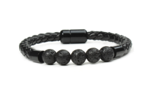 Men's Leather Bracelet with Magnetic Closure