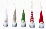 5 Pcs Handmade Plush Fluffy Christmas Hanging Gnomes