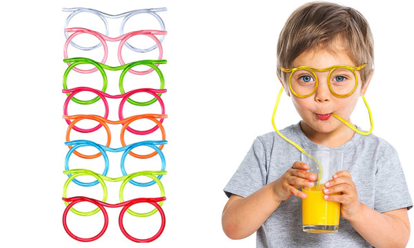 8 Pieces Fun Straw Glasses Eyeglasses Straws for Party