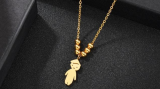 Gold Boy Girl Pendant Stainless Steel Necklace
