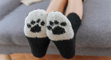 6 Or 12 Pcs Fleece Cat Paw Socks 