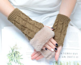 Women Knitting Fingerless Gloves