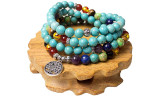 7 Chakra Bracelet with 108 Mala Beads Gemstone Wrap