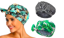 One or Two Reusable Tropical Patterned Shower Cap