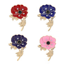 Poppy Flower Brooch Pin