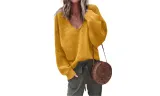 Women's V Neck Pullover Sweater Jumper