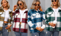 Women's Check Fleece Jacket Shacked  Baggy Shirt