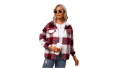 Women's Check Fleece Jacket Shacked  Baggy Shirt