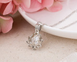 Glowing in The Dark Moon Lotus Flower Shaped Pendant Necklace