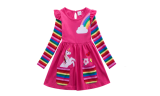 Kids Unicorn Rainbow Flower T Shirt Dress With Pockets