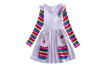Kids Unicorn Rainbow Flower T Shirt Dress With Pockets