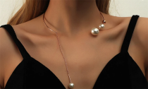 Elegant Big White Imitation Pearl Choker Necklace