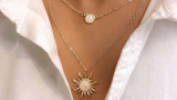 Sunflower with Crystal Pendant Charm Necklaces 