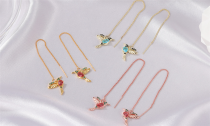 Vintage Colorful  Humming Bird-Shaped Long Chain Tassel Earring