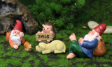 5 Pcs/Set Garden Dwarf Mini Lying Gnome Statues