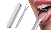 Stainless Steel Tongue Scraper with Case