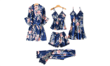 Women‘s Five-Piece  Lace Satin Sexy Pajamas Set
