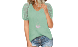Women's Short Sleeve Lace Casual Loose Blouses T Shirts