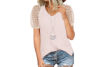 Women's Short Sleeve Lace Casual Loose Blouses T Shirts