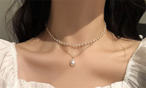 Women's Double Layer Pearl Choker Necklace 