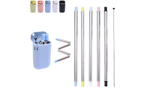 Folding Drinking Straw with Carrying Case