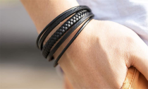 Mens Leather Bracelet with Magnetic Clasp 