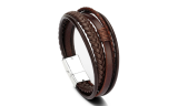 Mens Leather Bracelet with Magnetic Clasp 